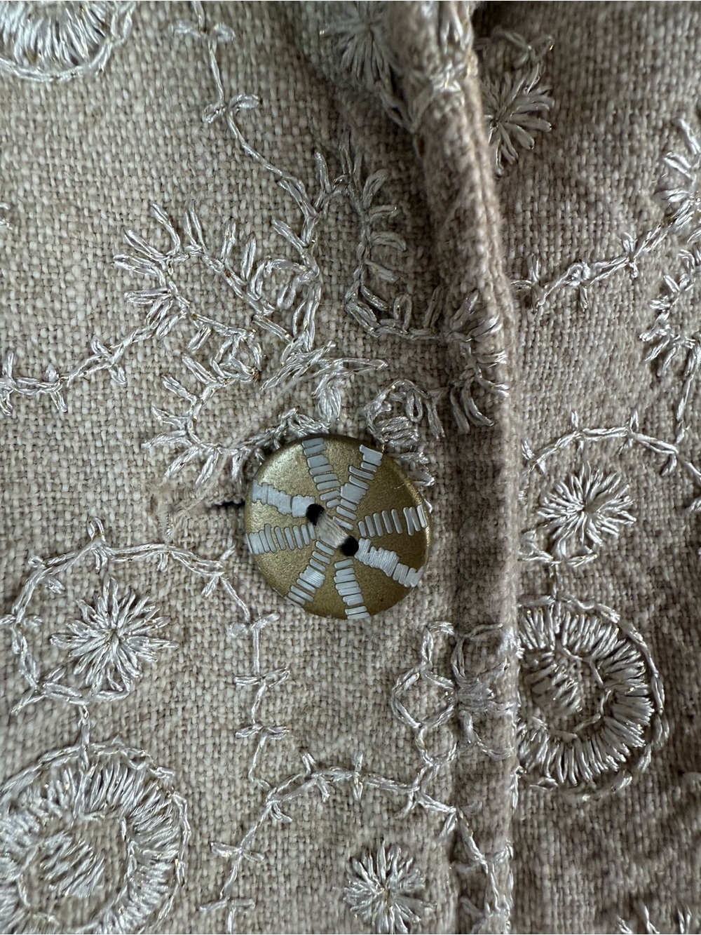 Boho Cottagecore Coldwater Creek Ivory LinenBlend Floral
Embroidered PM Jacket - Picture 7 of 14
